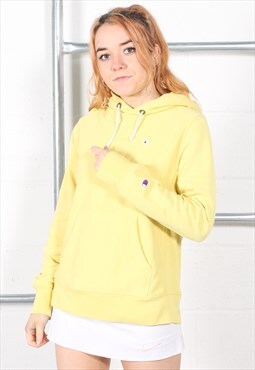 Vintage Champion Hoodie Yellow Pullover Lounge Jumper Large