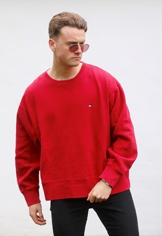 TOMMY HILFIGER USA MINIMALIST LUST RED SWEATSHIRT