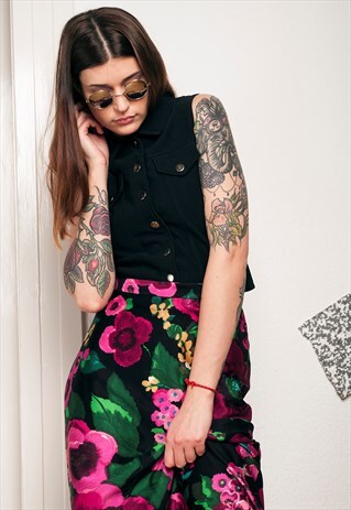 90S VINTAGE BUTTON-UP CROP TOP