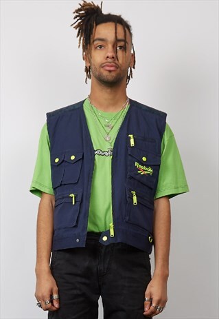 VINTAGE 80'S REEBOK NAVY UTILITY VEST