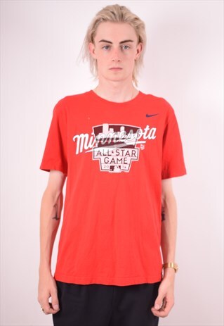 NIKE MENS VINTAGE MINNESOTA T-SHIRT TOP MEDIUM RED 90S
