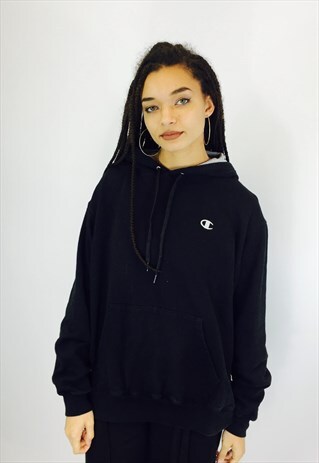 CHAMPION BLACK EMBROIDERED HOODIE