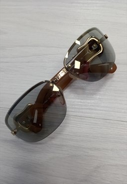 90's Vintage Sunglasses Brown Gold Toned