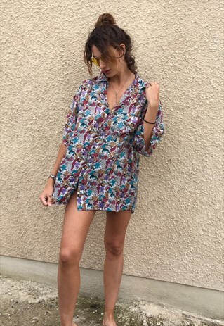 PATTERNED OVERSIZED RETRO VINTAGE UNISEX FESTIVAL SHIRT