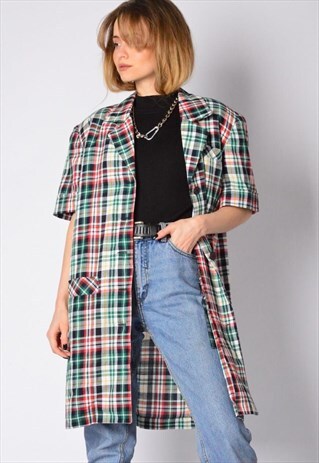 VINTAGE 90S COLOURFUL CHECK LIGHTWEIGHT SHORT SLEEVE BLAZER