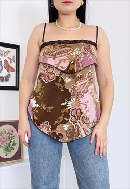 2000s Paisley Floral Pattern Top