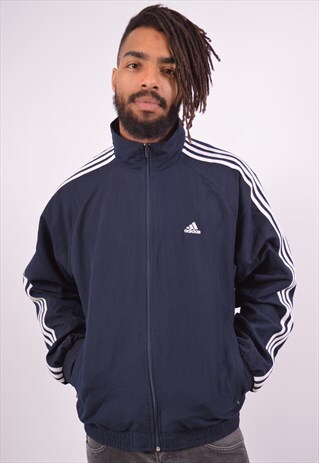 VINTAGE ADIDAS TRACKSUIT TOP JACKET NAVY BLUE