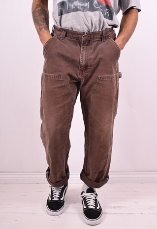 CARHARTT MENS VINTAGE TROUSERS W35 L32 BROWN 90'S