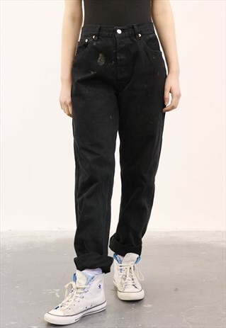 LEVI'S VINTAGE 501 BLACK PAINT MOM JEANS