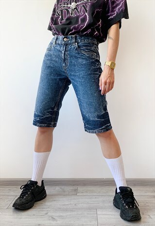 VINTAGE UNISEX 90'S SKINNY DENIM SKATER SHORTS JEANS PANTS