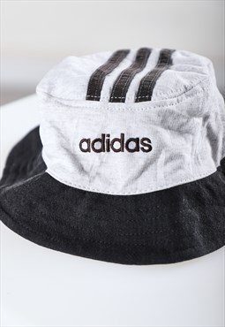 Reworked Vintage Adidas Bucket Hat in Grey Summer Festival