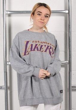 Vintage NBA Lakers Sweatshirt in Grey Pullover Jumper XL
