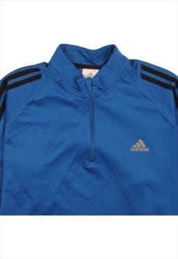 Vintage 90's Adidas Sweatshirt Track Jacket Quater Zip Blue