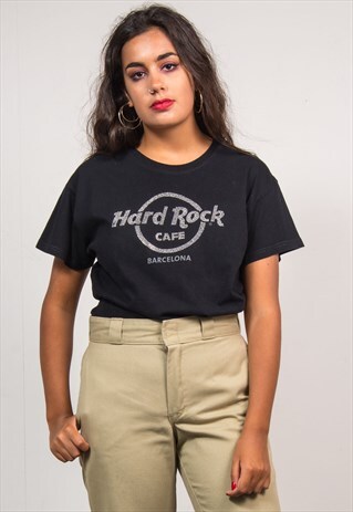 VTG 90'S BLACK HARD ROCK CAFE BARCELONA RHINESTONE T-SHIRT