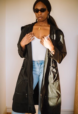 VINTAGE Y2K 00S 90S MATRIX LONG BLACK MAXI COAT
