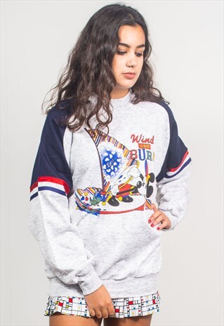 VINTAGE 80'S DISNEY MICKEY MOUSE SURFING PRINT SWEATSHIRT