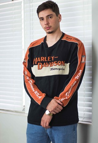 VINTAGE HARLEY DAVIDSON T-SHIRT LOGO 90S L 21.9