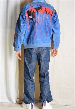 REWORKED Vintage 90s Hand Painted Ghost Denim Jacket