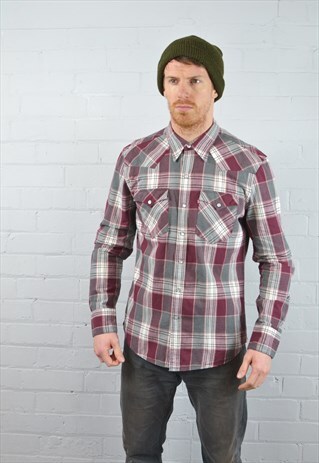 VINTAGE LEVI'S BURGUNDY CHECK SHIRT