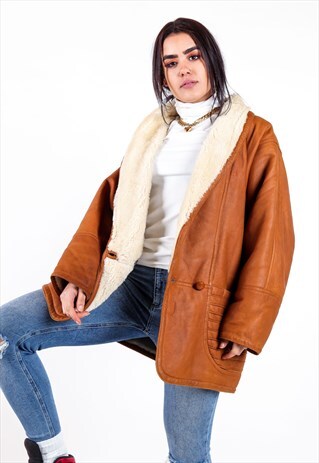 VINTAGE SHERPA LINED LEATHER JACKET J3234