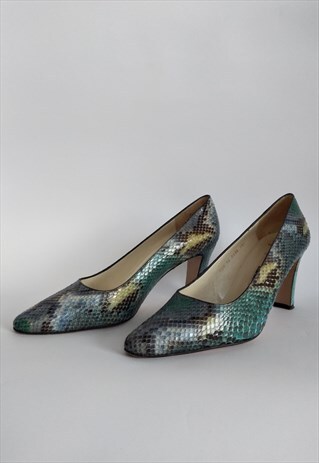 VINTAGE SNAKESKIN PUMPS - 60S PYTHON HIGH HEELS- STILETTOS