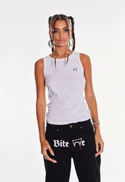 Tank Top With Graphic Embroidery In White