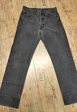 Vintage 90's Straight Leg 501 Raw Hem Black Jeans