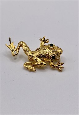 Original 80s gold frog brooch 