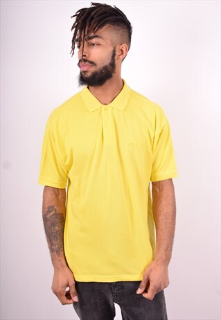 CHAMPION MENS VINTAGE POLO SHIRT MEDIUM YELLOW 90'S