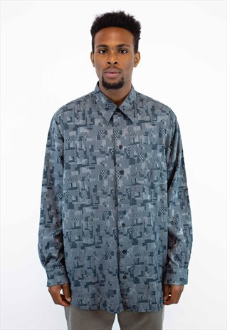 VINTAGE ABSTRACT PATTERN SHIRT IN GREY