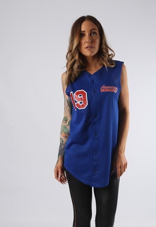 VINTAGE BASEBALL JERSEY VEST TOP LONG SPORT UK 12 (JEDF)