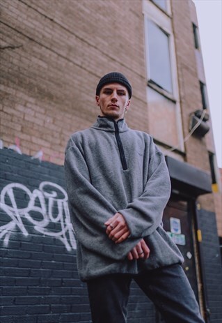 VINTAGE GREY NAUTICA HALF ZIP FLEECE