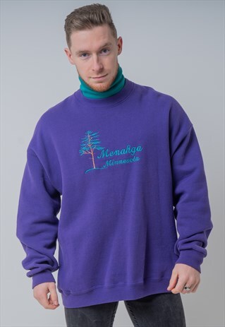 VINTAGE USA MINNESOTA GRAPHIC SWEATSHIRT IN PURPLE XXL