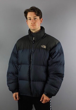 VINTAGE THE NORTH FACE NUPTSE 700 PUFFER IN NAVY WITH EMBROI