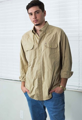 VINTAGE TOMMY HILFIGER SHIRT LOGO 90S L 11.7