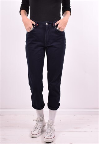 VALENTINO WOMENS VINTAGE TROUSERS W30 L26 NAVY BLUE 90'S