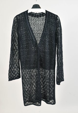 Vintage 00s light crocheted cardigan in black