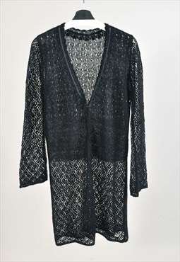 Vintage 00s light crocheted cardigan in black