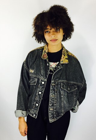 VINTAGE 80S BLACK DENIM JACKET