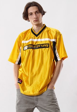 VINTAGE FOX RACING SHIRT YELLOW BIG LOGO EXTREME SPORT