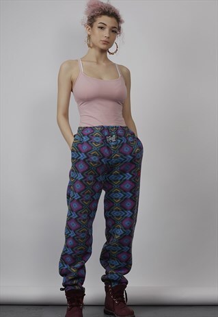 VINTAGE 80'S MULTICOLOUR GEO PRINT FLEECE JOGGERS