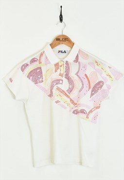 Vintage 80's Women's Fila Polo T-Shirt White XXSmall