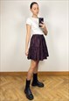 PURPLE TAFFETA TIERED MIDI SKIR, SILKY FULL MINI SKIRT