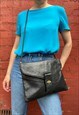 1990s Soft Black Leather Clutch / Shoulder Bag