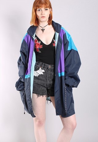 VINTAGE 80S BLOCK COLOUR FESTIVAL RAIN JACKET