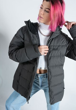 VINTAGE GREY JACK WOLKSKIN PUFFER JACKET IN GREY