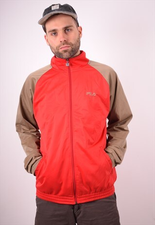 FILA MENS VINTAGE TRACKSUIT TOP JACKET XL RED 90S