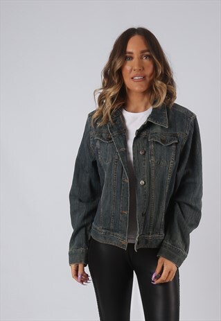 DENIM JACKET OVERSIZED FITTED VINTAGE LIGHTWEIGHT UK 16 DK4U