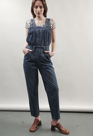 VINTAGE 90'S WAMPUM BLUE BUTTON-UP DUNGAREES