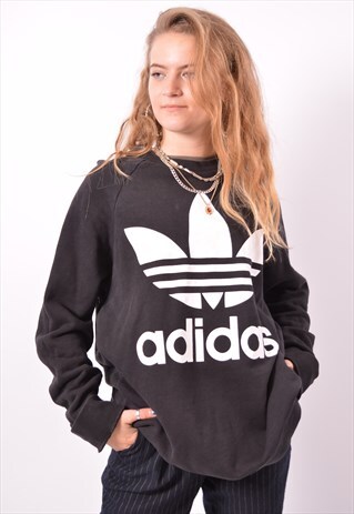 VINTAGE ADIDAS SWEATSHIRT JUMPER BLACK